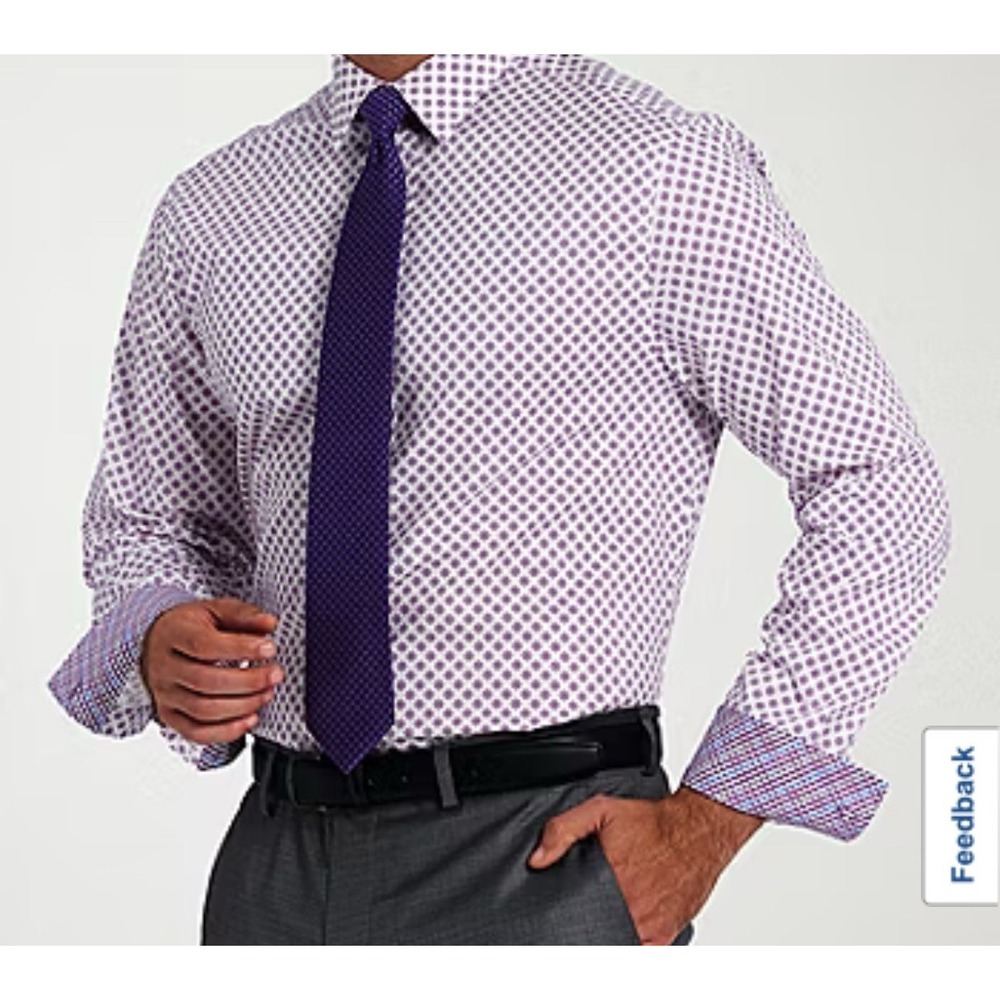 Nick Graham Everywhere Long Sleeve Shirt XL 17.5 Modern Purple Stretch Flip Cuff